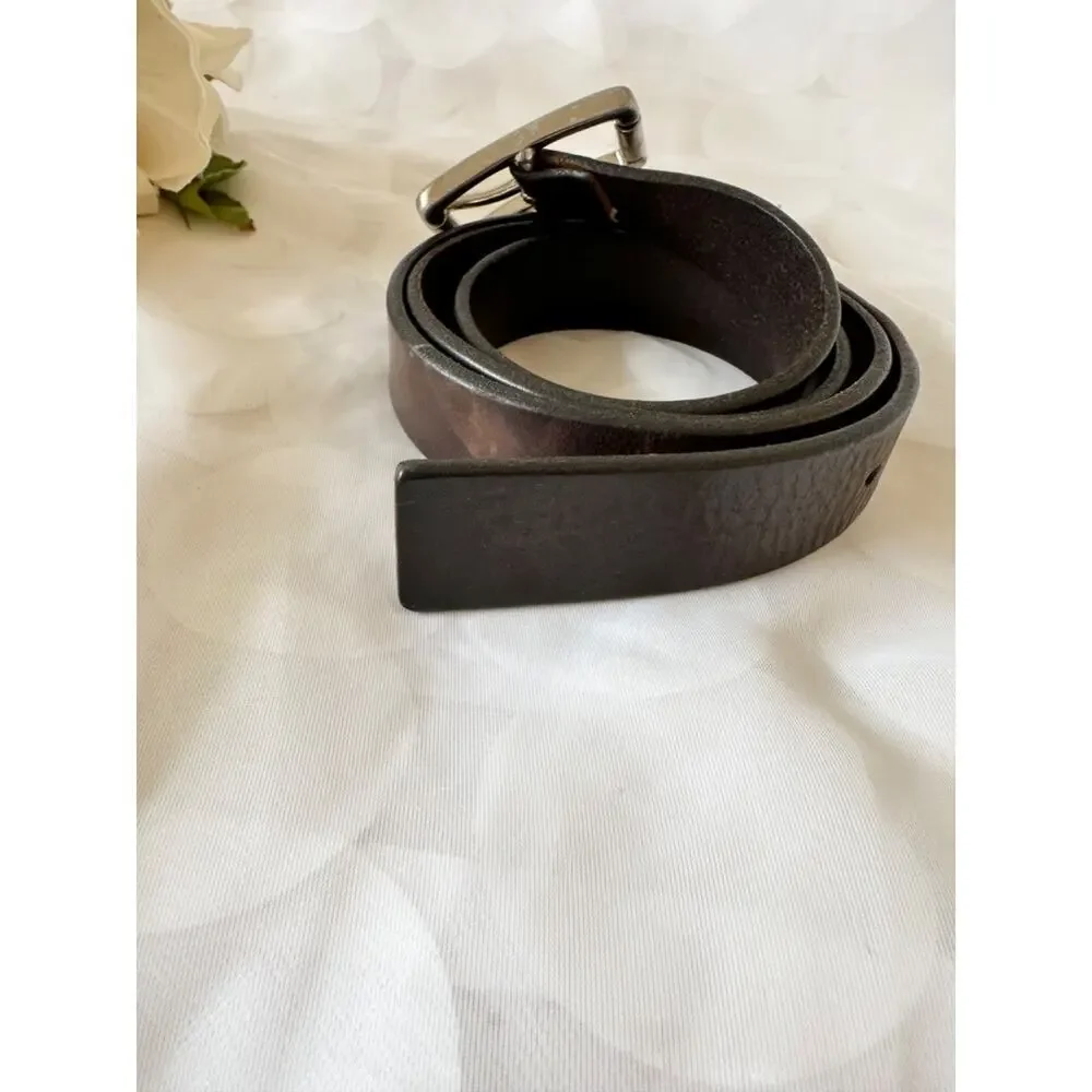 Vintage Brooks 346 Brown Genuine leather size 38 belt Chunky Solid Brass USA